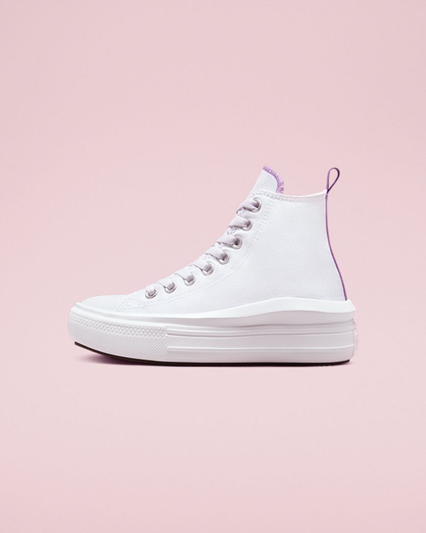 Topanky Na Platforme Converse Chuck Taylor All Star Move Vysoke Dievcenske Biele Nachový Biele | SK QSNIZ3